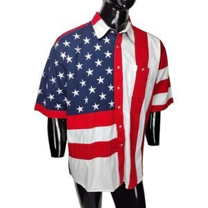 American Flag Scully Patriotic Embroidered Button-Down Shirt Men's Size 2XL